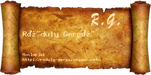 Ráduly Gergő névjegykártya